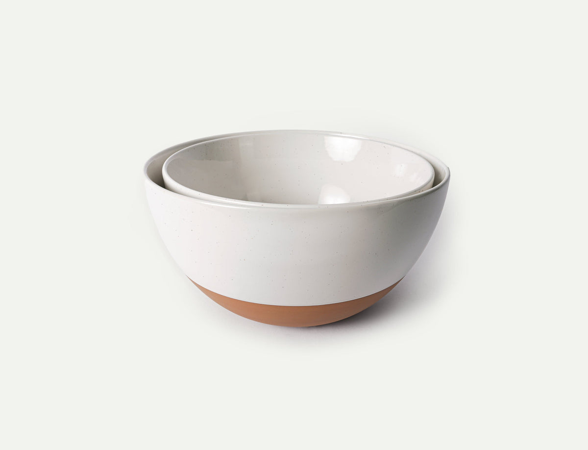 Large Mixing Bowls Set of 2 - 5.5 & 3.6 Qt - Vanilla White