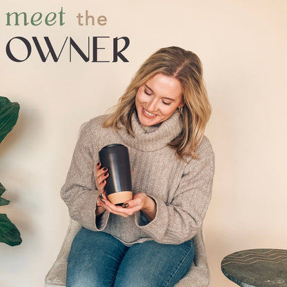 MORA CERAMICS Kitchen & Dining Double Walled Ceramic Travel Mug with Lid - Nightwaves - 14oz