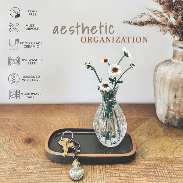 Small Vanity Tray 6.4in Modern Charcoal MORA CERAMICS