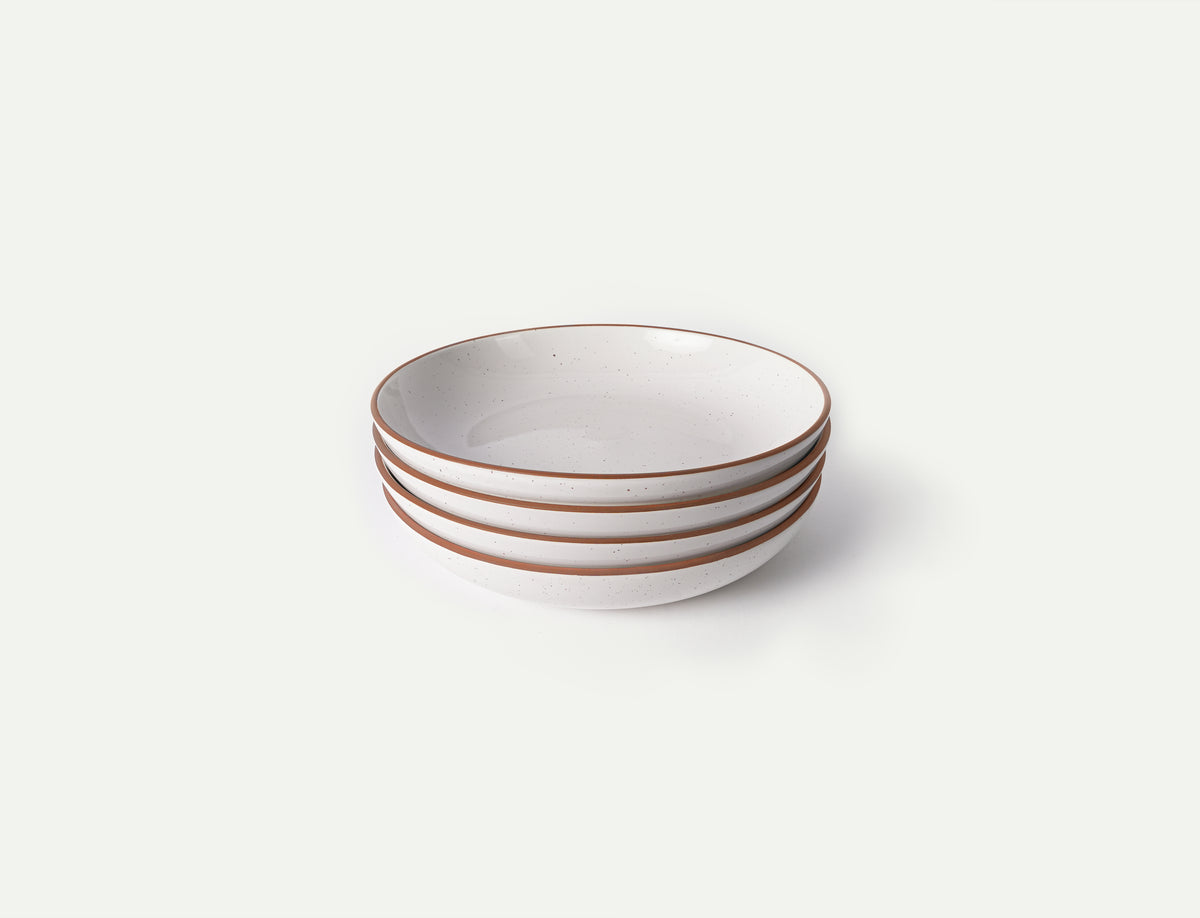 Rimmed & Speckled Pasta Dishes - Set of 4 - Safari