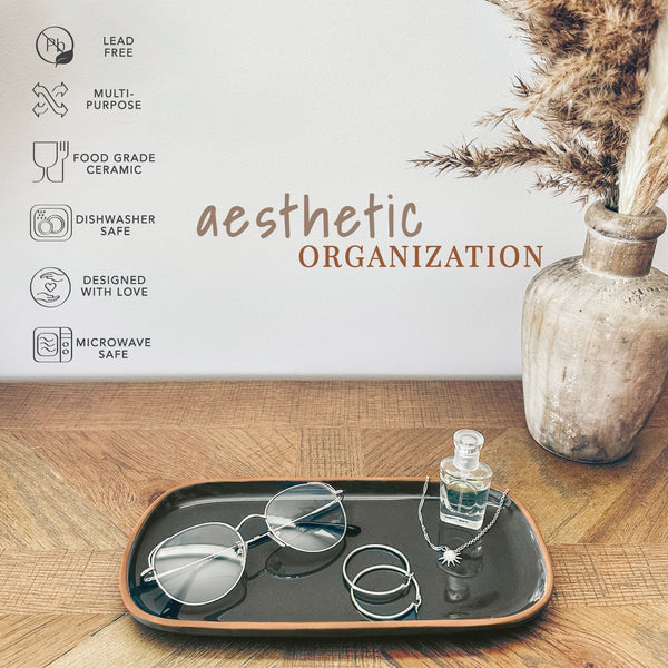 Large Vanity Tray 10in Classic Charcoal MORA CERAMICS