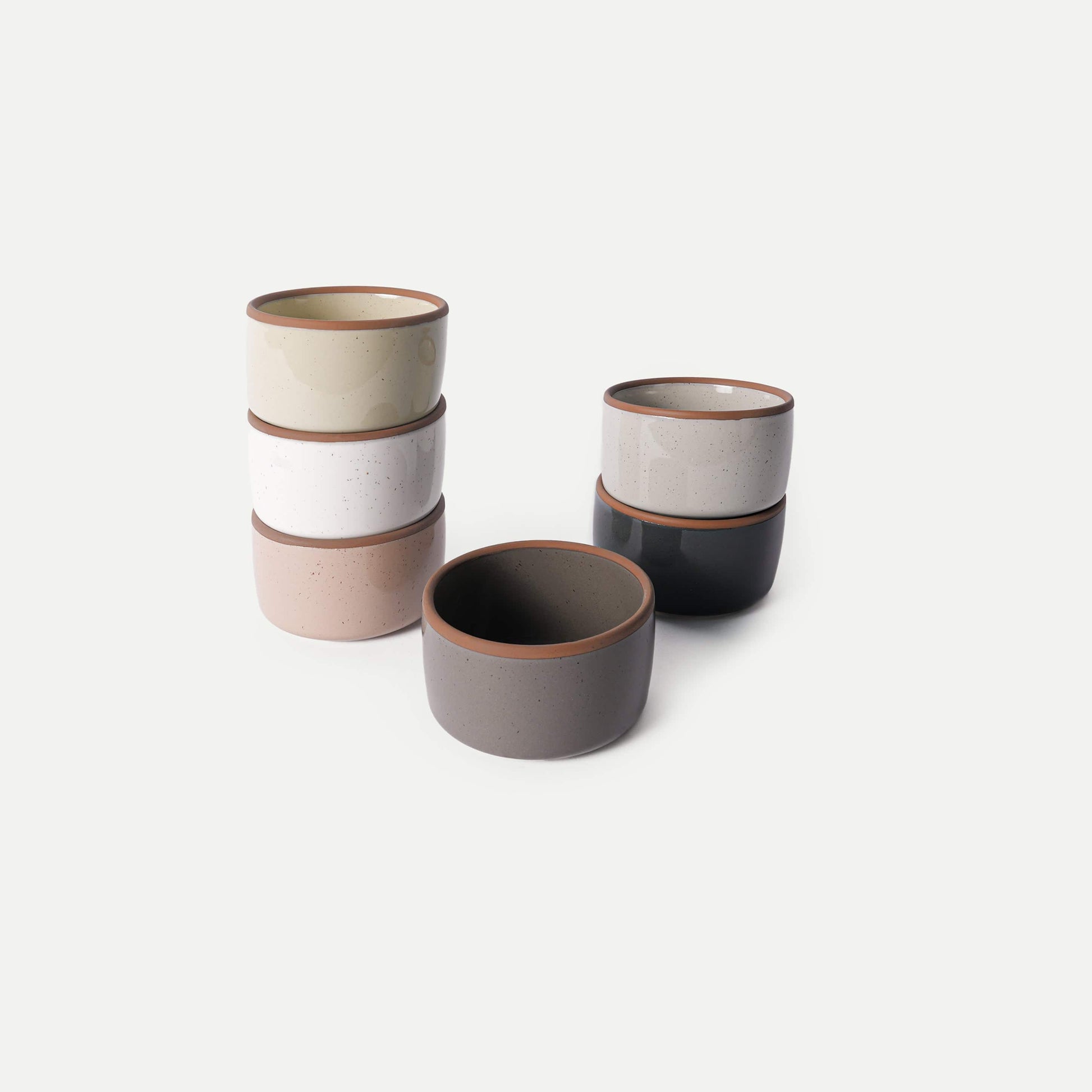 MORA CERAMICS Kitchen & Dining Ramekins Set of 6 - 4 oz - Assorted Neutrals