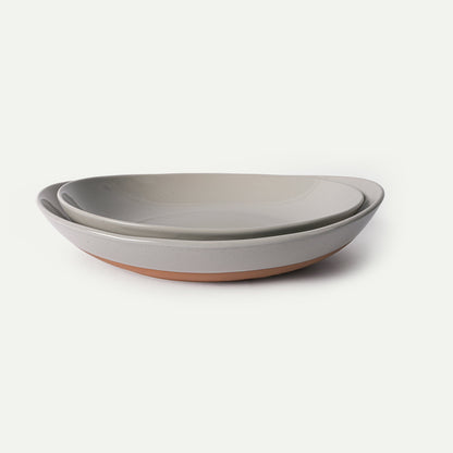 MORA CERAMICS Kitchen & Dining L & XL Serving Dishes - 13.5 & 11.8in - Earl Grey