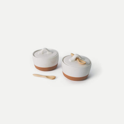 MORA CERAMICS Kitchen & Dining Salt & Pepper Cellar Set - Vanilla White