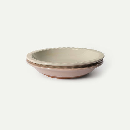 MORA CERAMICS Kitchen & Dining Shallow Pie Pan Set of 2 - 9in - Neutrals