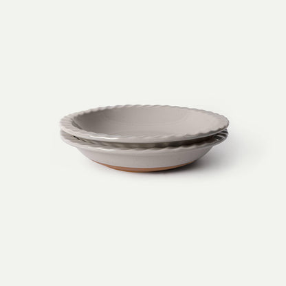 MORA CERAMICS Kitchen & Dining Shallow Pie Pan Set of 2 - 9in - Earl Grey