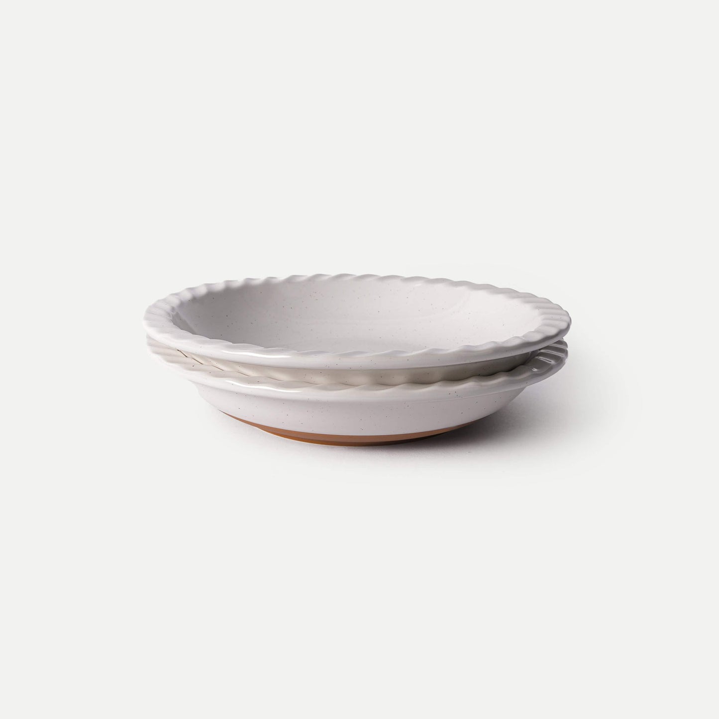 MORA CERAMICS Kitchen & Dining Shallow Pie Pan Set of 2 - 9in - Vanilla White