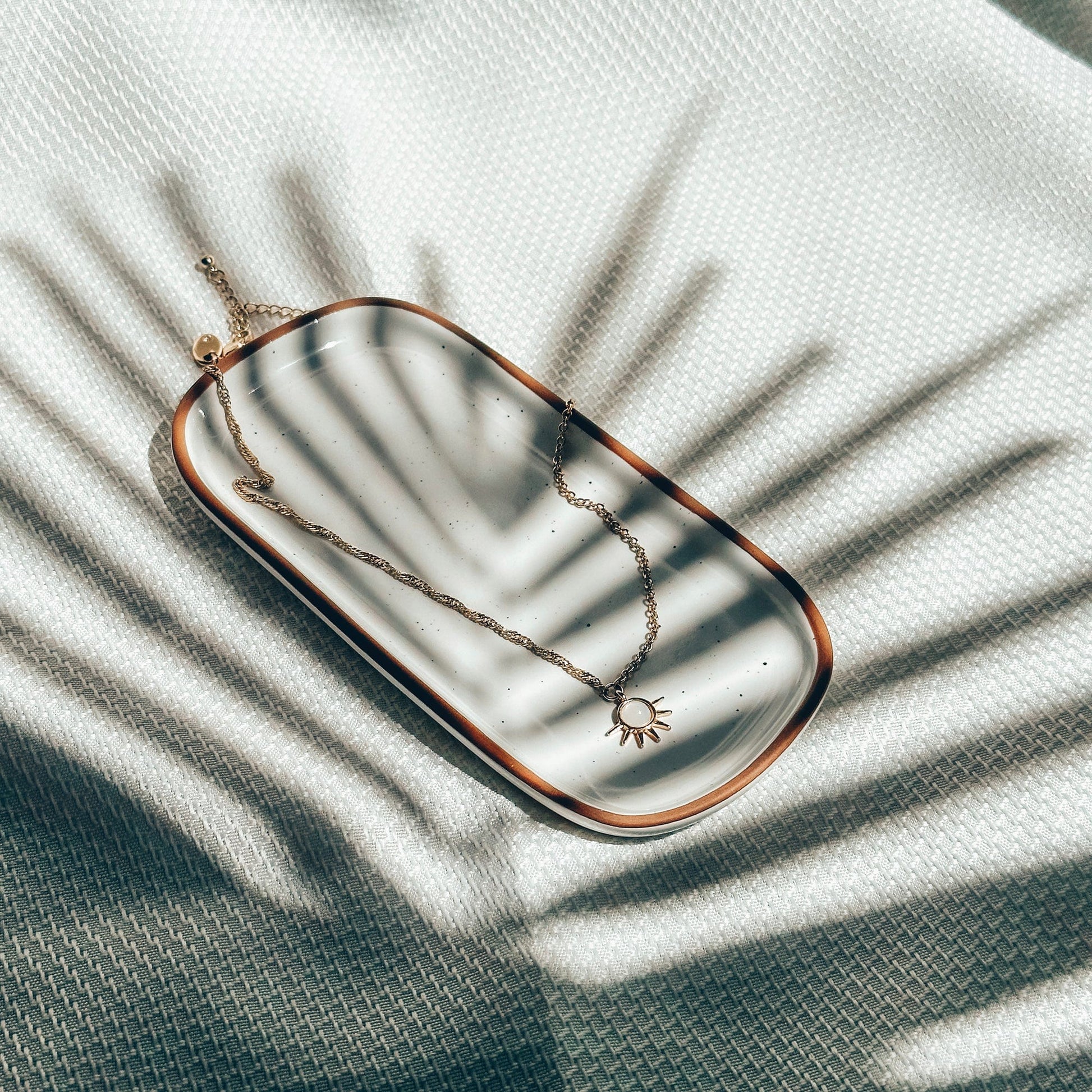 MORA CERAMICS Jewelry Holders Small Vanity Tray - 6.4in - Classic - Vanilla White