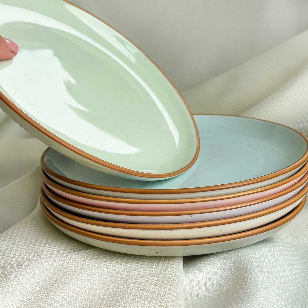 Mora Ceramic Dinner Plates Set of 6, 10 inch Dish Set - Microwave, Oven, and Dishwasher Safe, Scratch Resistant