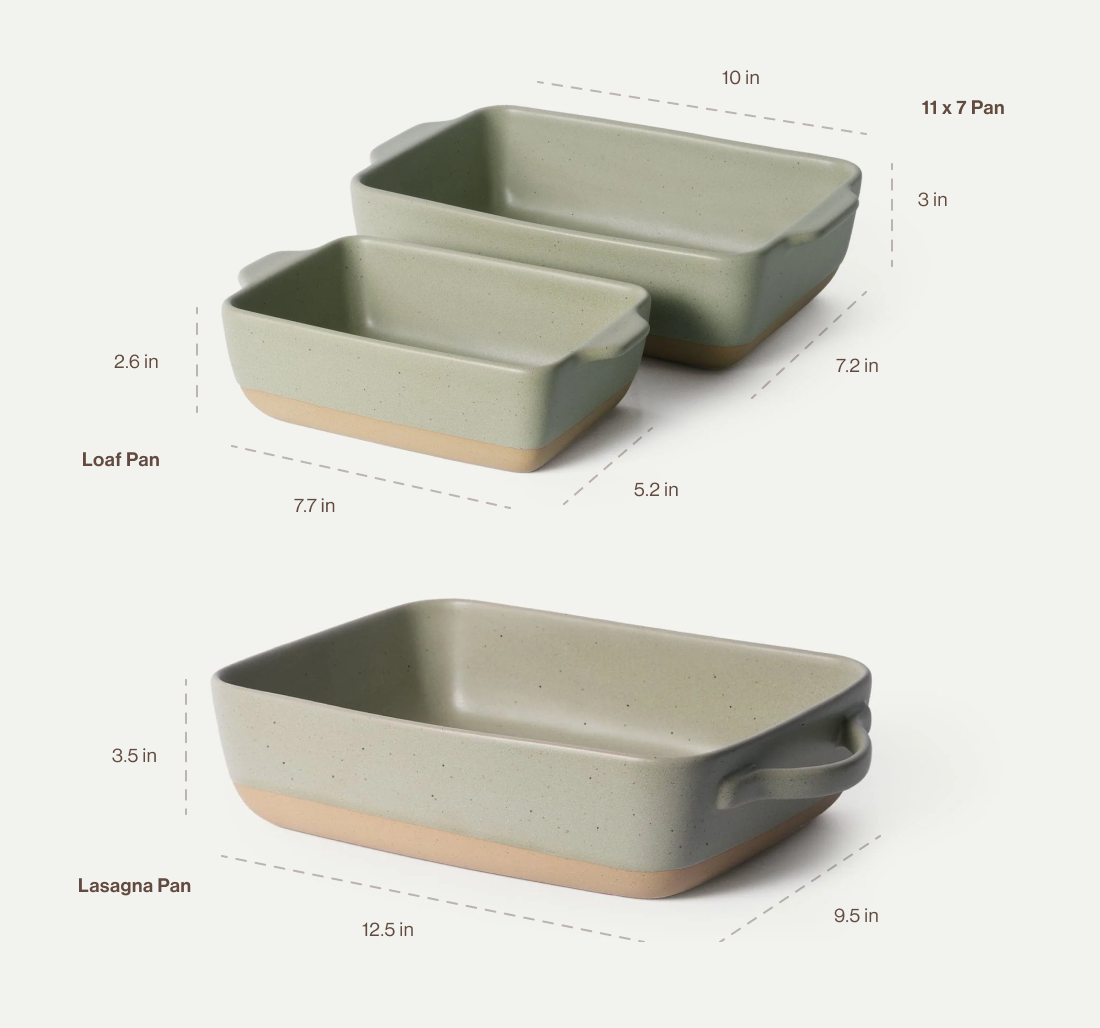 Baking Pans Trio Dimensions