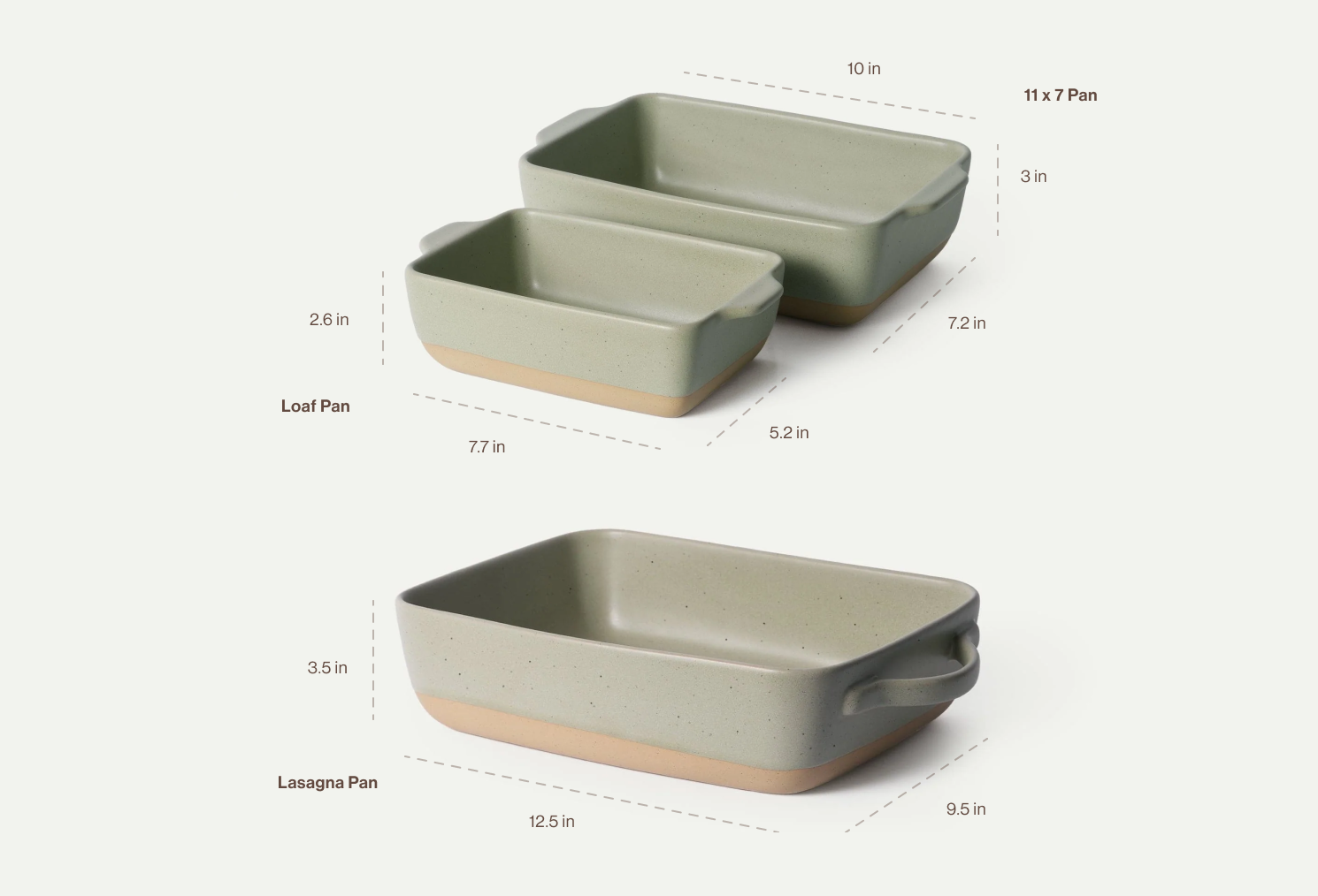 Baking Pans Trio Dimensions
