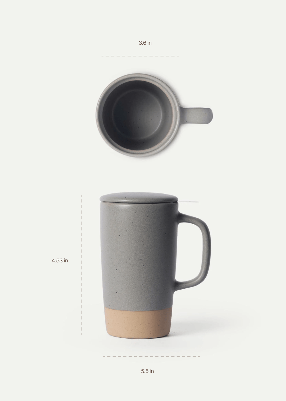 18 oz Large Tea Mug Infuser Set Dimensions