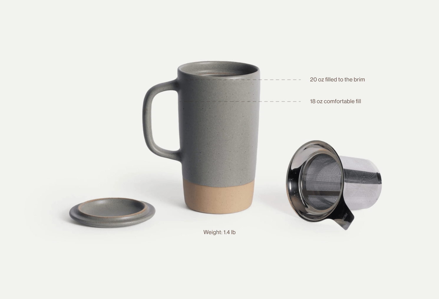 18 oz Large Tea Mug Infuser Set Volume