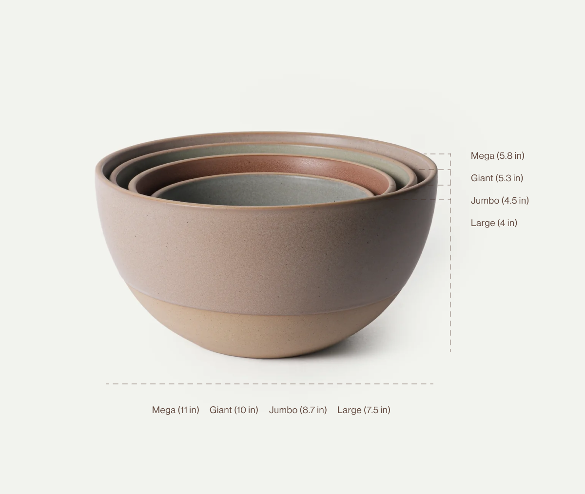 Harvest Mixing Bowls Duo Dimensions