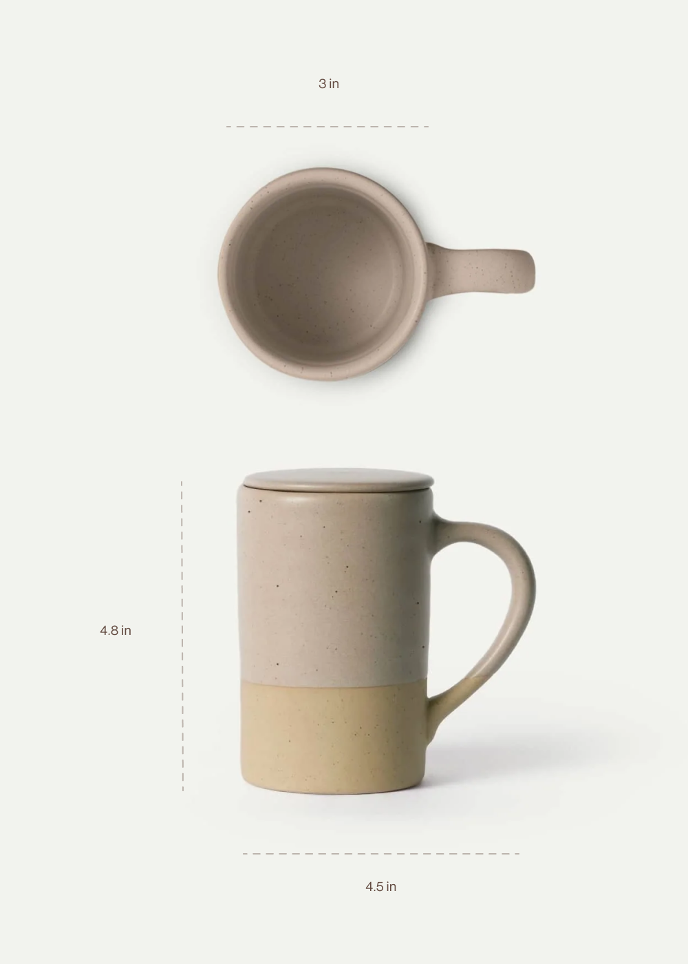 12 oz Small Tea Mug Infuser Set Dimensions