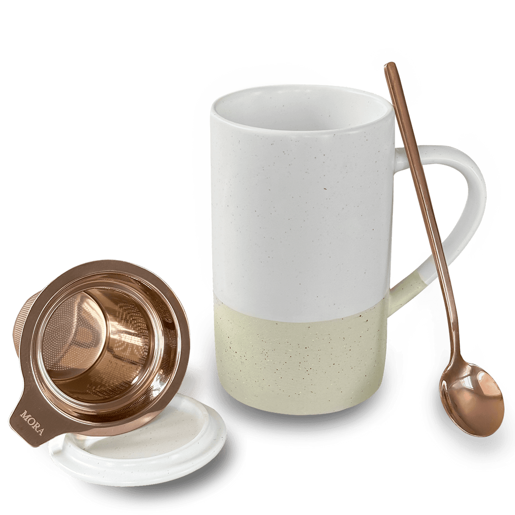 Mora Ceramics Large Tea Mug with Loose Leaf Infuser and Ceramic