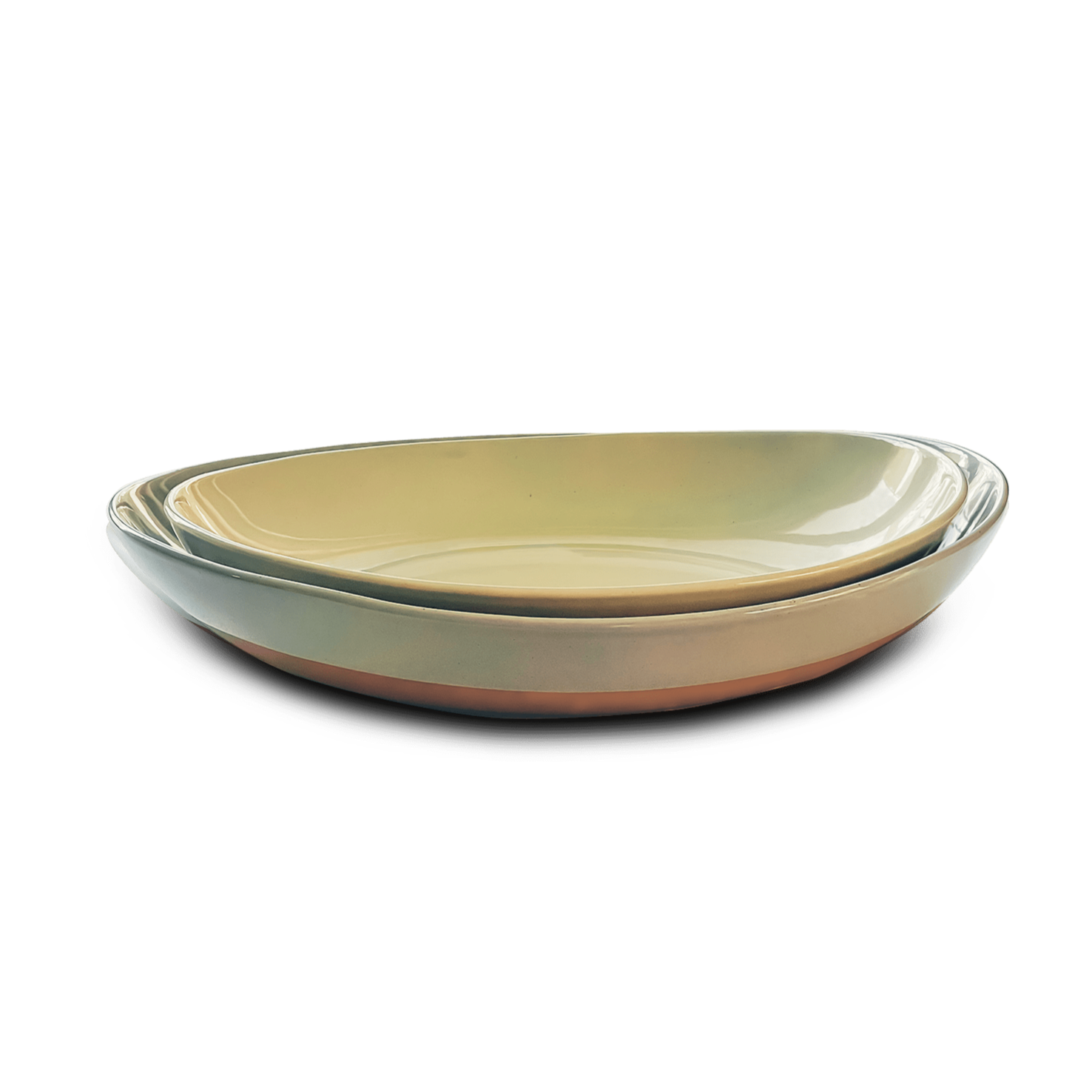 L & XL Serving Dishes - 13.5 & 11.8in - Neutrals (Earl Grey & Light Matcha)