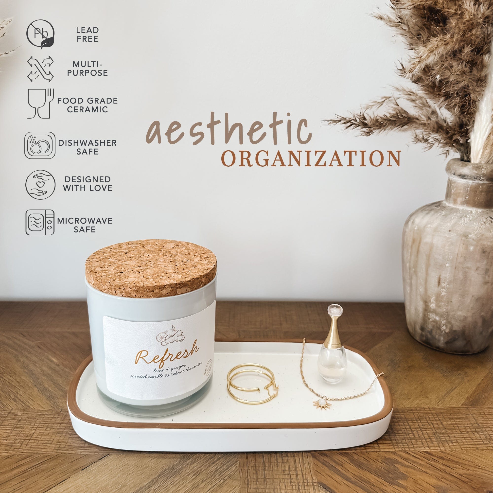 Large Vanity Tray - 10in - Modern - Vanilla White