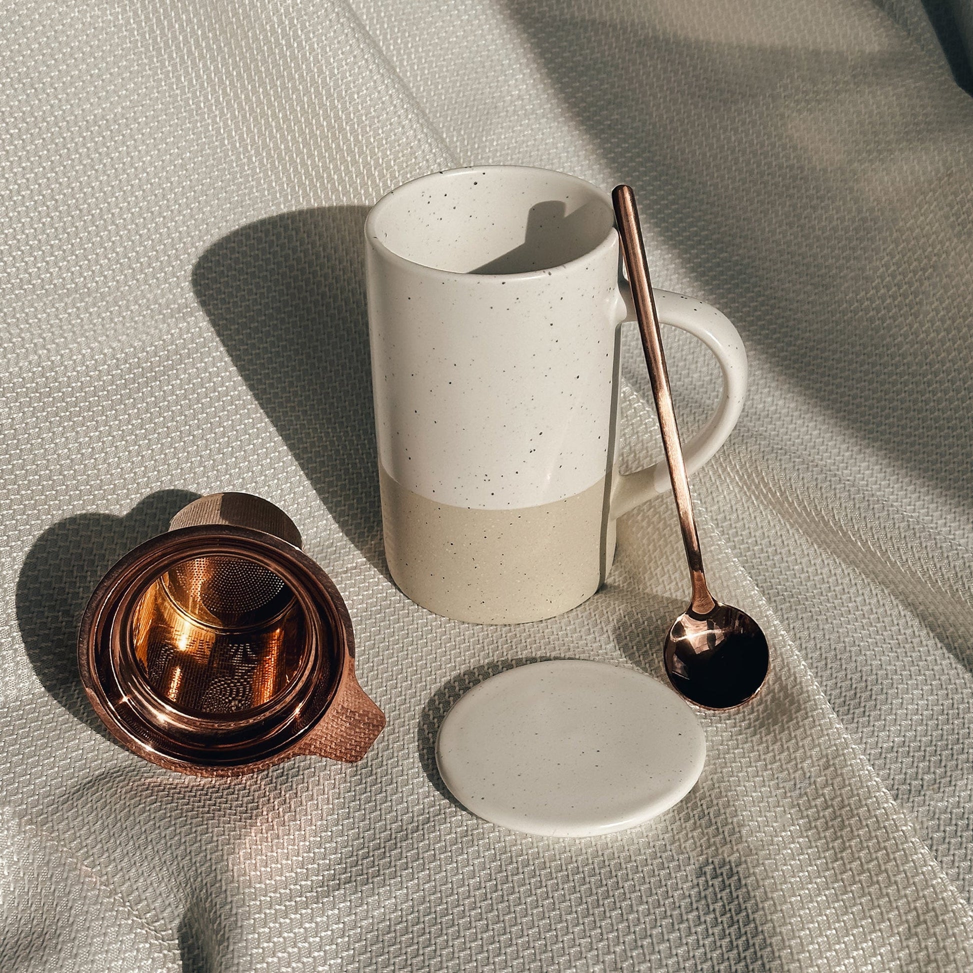 MORA CERAMICS Kitchen & Dining Small Tea Mug Infuser Set - 12 oz - Limestone