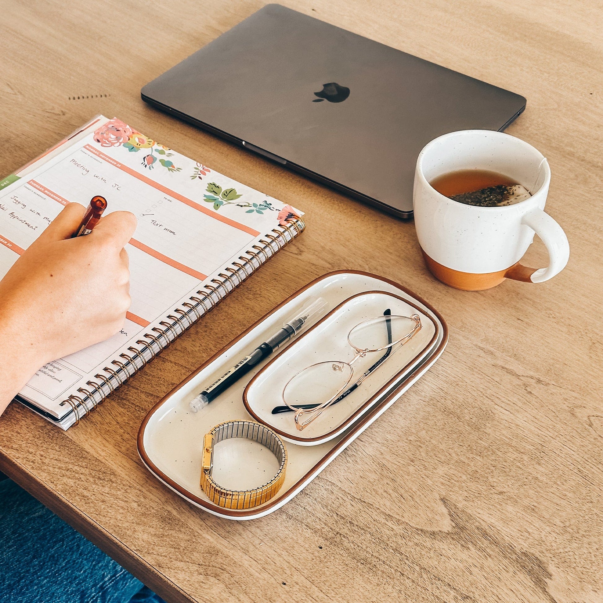 MORA CERAMICS Jewelry Holders Large Vanity Tray - 10in - Classic - Vanilla White