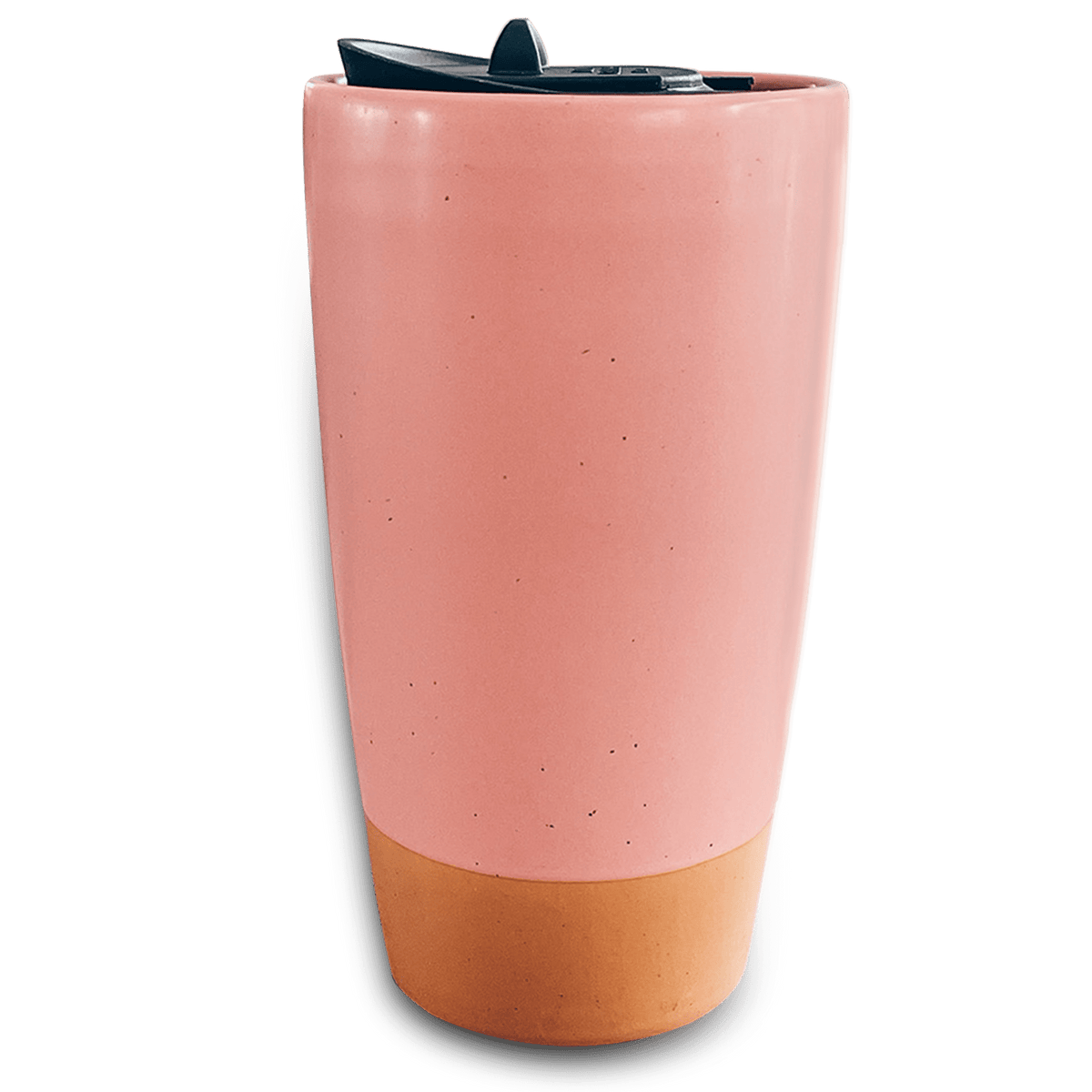 Double Walled Ceramic Travel Mug with Lid Pink Salt 14oz MORA