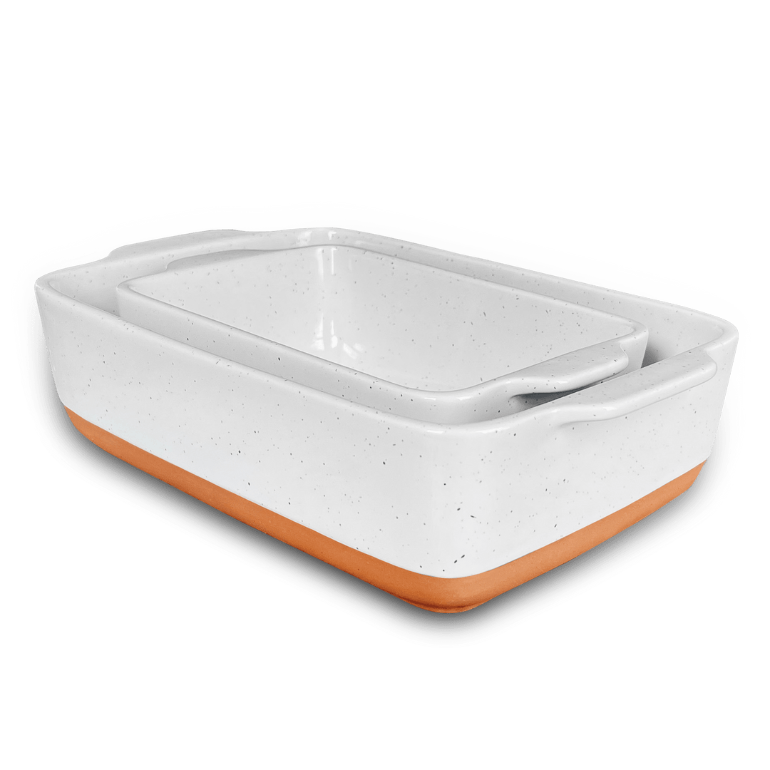 Image of Mora Ceramics: Baking Pan Set of 2: 7x11 inch & Loaf Pan (Vanilla White)