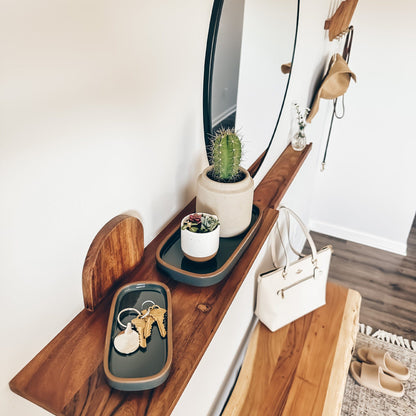 MORA CERAMICS Jewelry Holders Small Vanity Tray - 6.4in - Modern - Charcoal