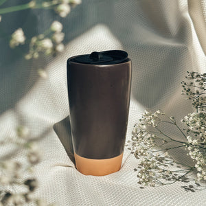 Double Walled Ceramic Travel Mug with Lid - Nightwaves - 14oz