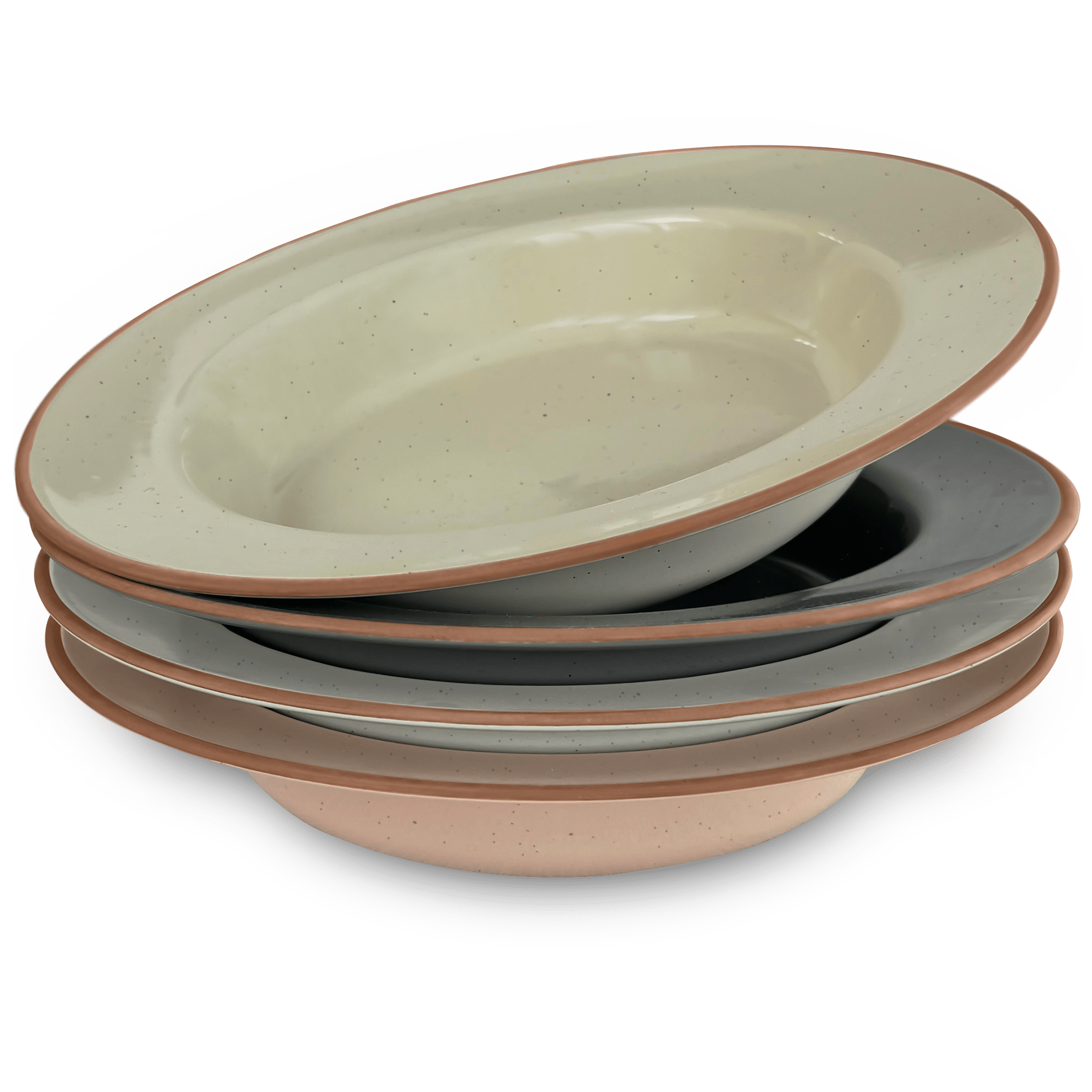 Soup Bowls - Set of 4 - Wide-Rimmed - 25oz - Assorted Neutrals