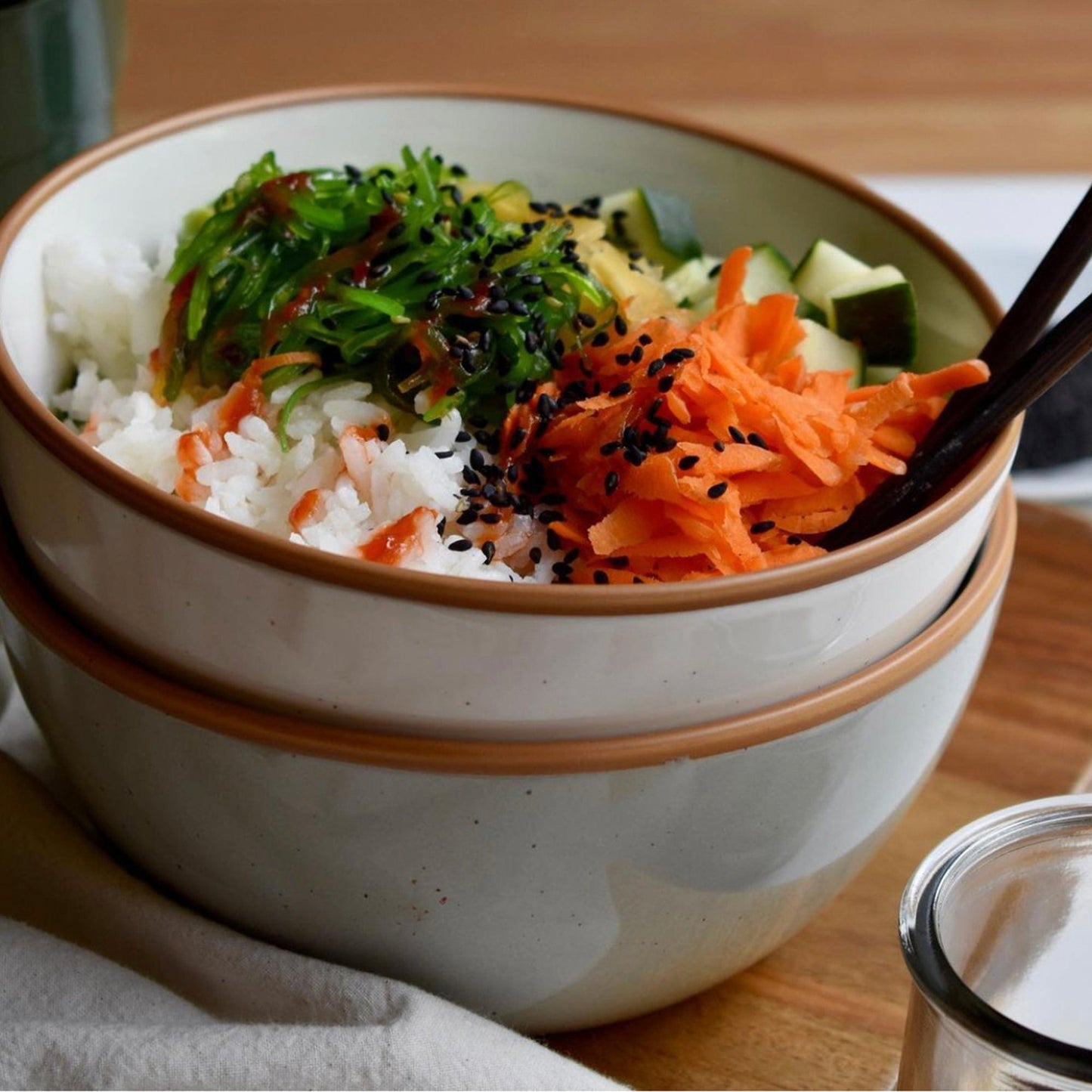 MORA CERAMICS Kitchen & Dining Cereal Bowls - 28oz - Earl Grey & Vanilla White