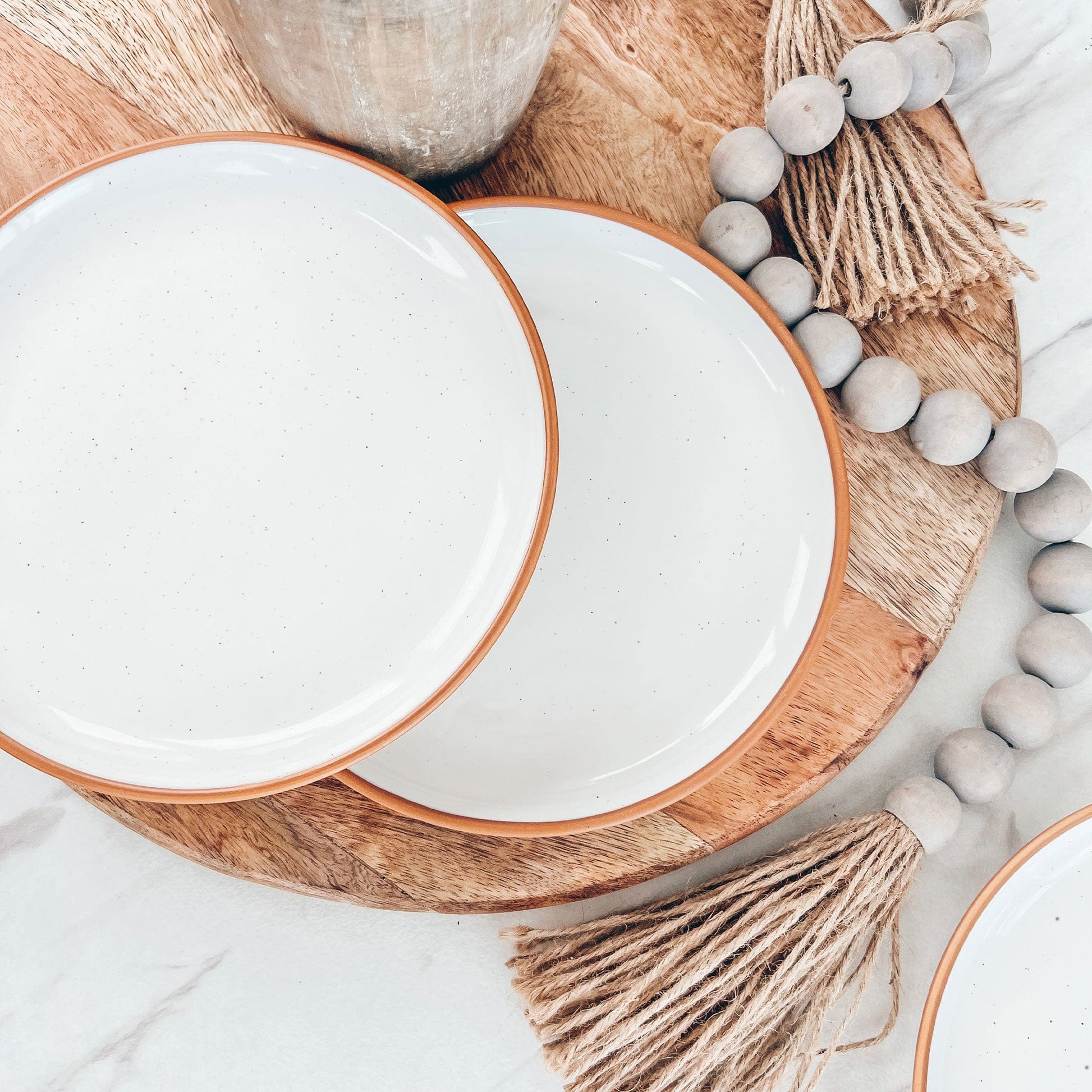 MORA CERAMICS Kitchen & Dining Salad Plates - 7.8 in - Vanilla White