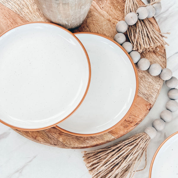 MORA CERAMICS Kitchen & Dining Salad Plates - 7.8 in - Vanilla White