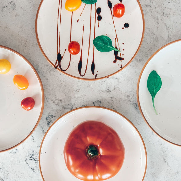 MORA CERAMICS Kitchen & Dining Salad Plates - 7.8 in - Vanilla White