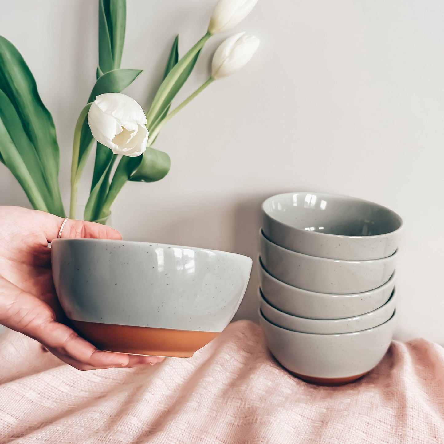 MORA CERAMICS Kitchen & Dining Small Dessert Bowls - 16oz - Earl Grey