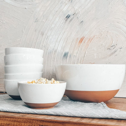 MORA CERAMICS Kitchen & Dining Small Dessert Bowls - 16oz - Vanilla White