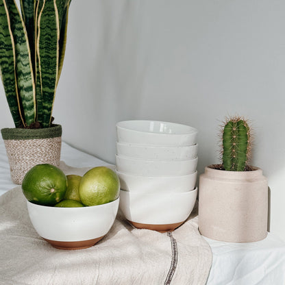 MORA CERAMICS Kitchen & Dining Small Dessert Bowls - 16oz - Vanilla White