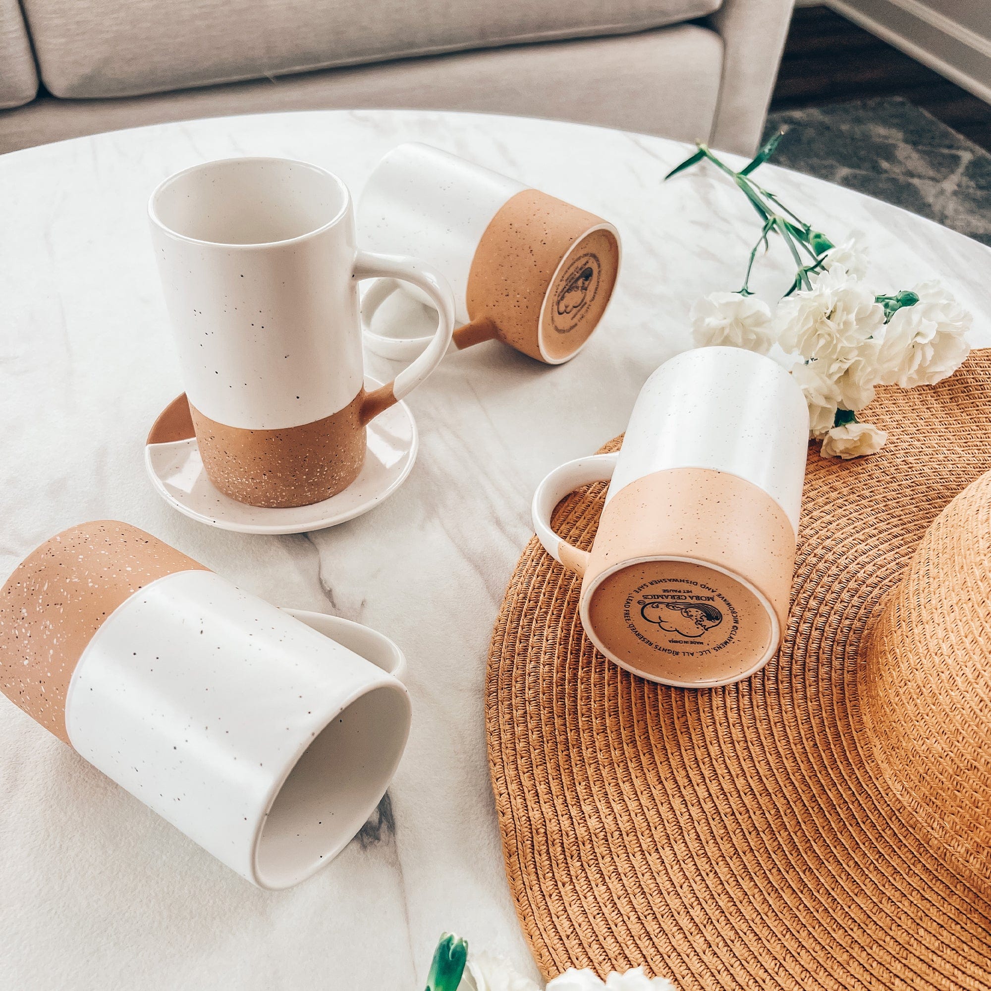 12 oz Ceramic Coffee Mugs Set of 4 | Microwave & Dishwasher Safe
