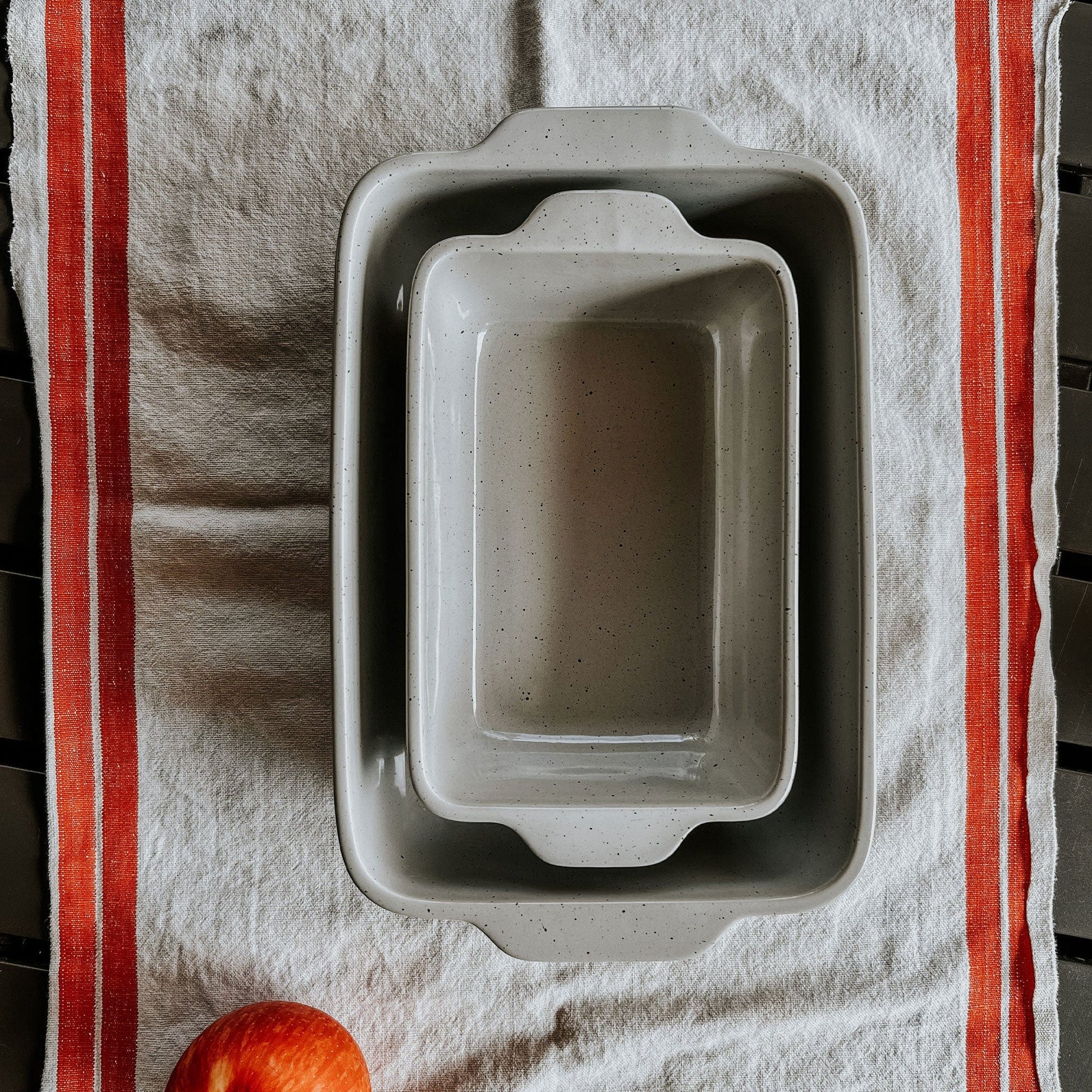 MORA CERAMICS Kitchen & Dining Baking Pan Set of 2 - 7x11 in & Loaf Pan - Earl Grey