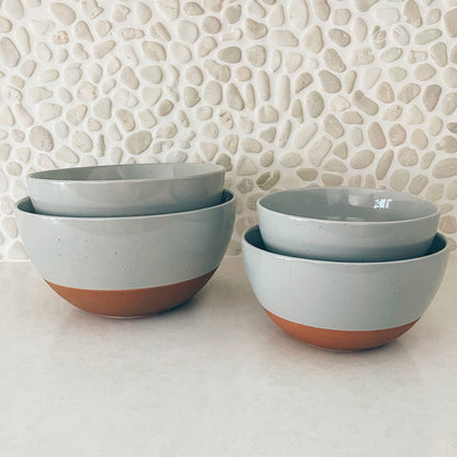 MORA CERAMICS Kitchen & Dining Large Mixing Bowls Set of 2 - 5.5 & 3.6 Qt - Earl Grey