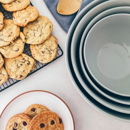 MORA CERAMICS Kitchen & Dining Large Mixing Bowls Set of 2 - 5.5 & 3.6 Qt - Earl Grey