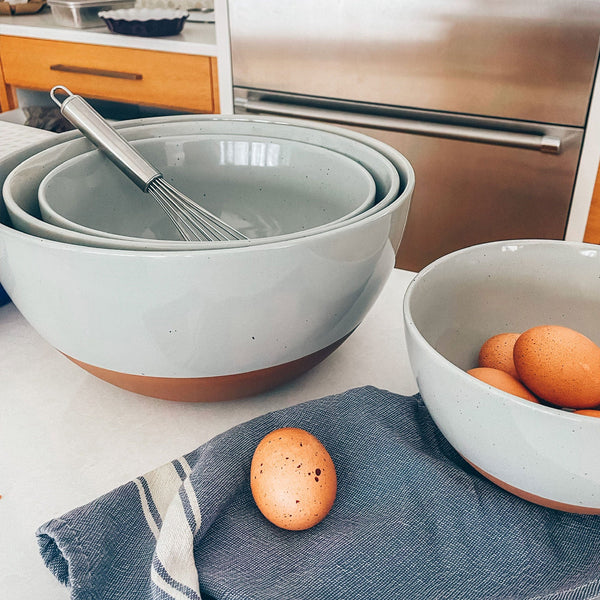 MORA CERAMICS Kitchen & Dining Small Mixing Bowls Set of 2 - 2.5 & 1.6 Qt - Earl Grey