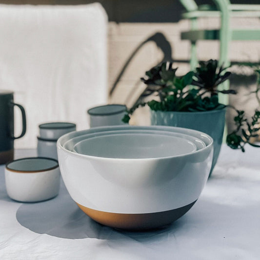 MORA CERAMICS Kitchen & Dining Small Mixing Bowls Set of 2 - 2.5 & 1.6 Qt - Vanilla White