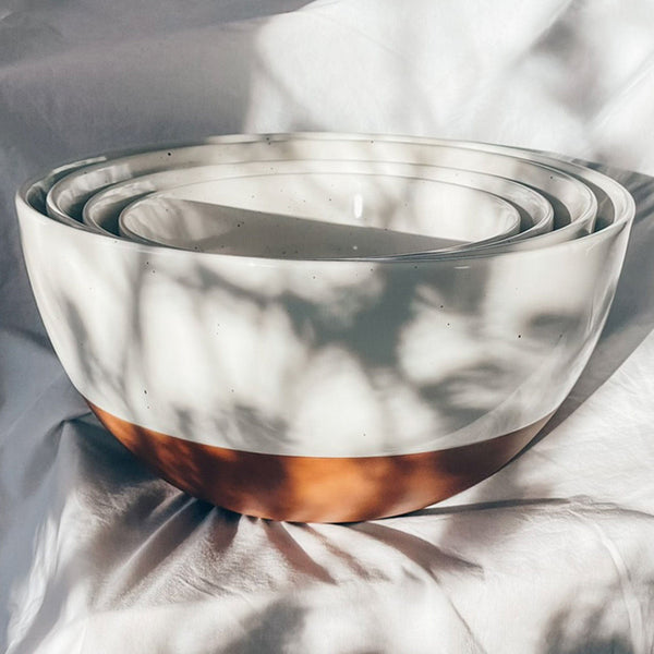 MORA CERAMICS Kitchen & Dining Small Mixing Bowls Set of 2 - 2.5 & 1.6 Qt - Vanilla White