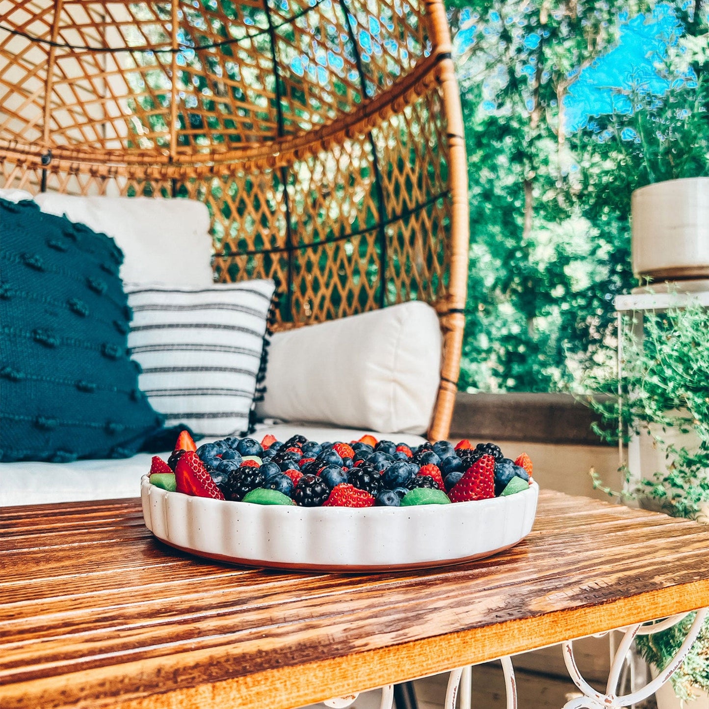 MORA CERAMICS Kitchen & Dining Tart Pan - 10in - Vanilla White