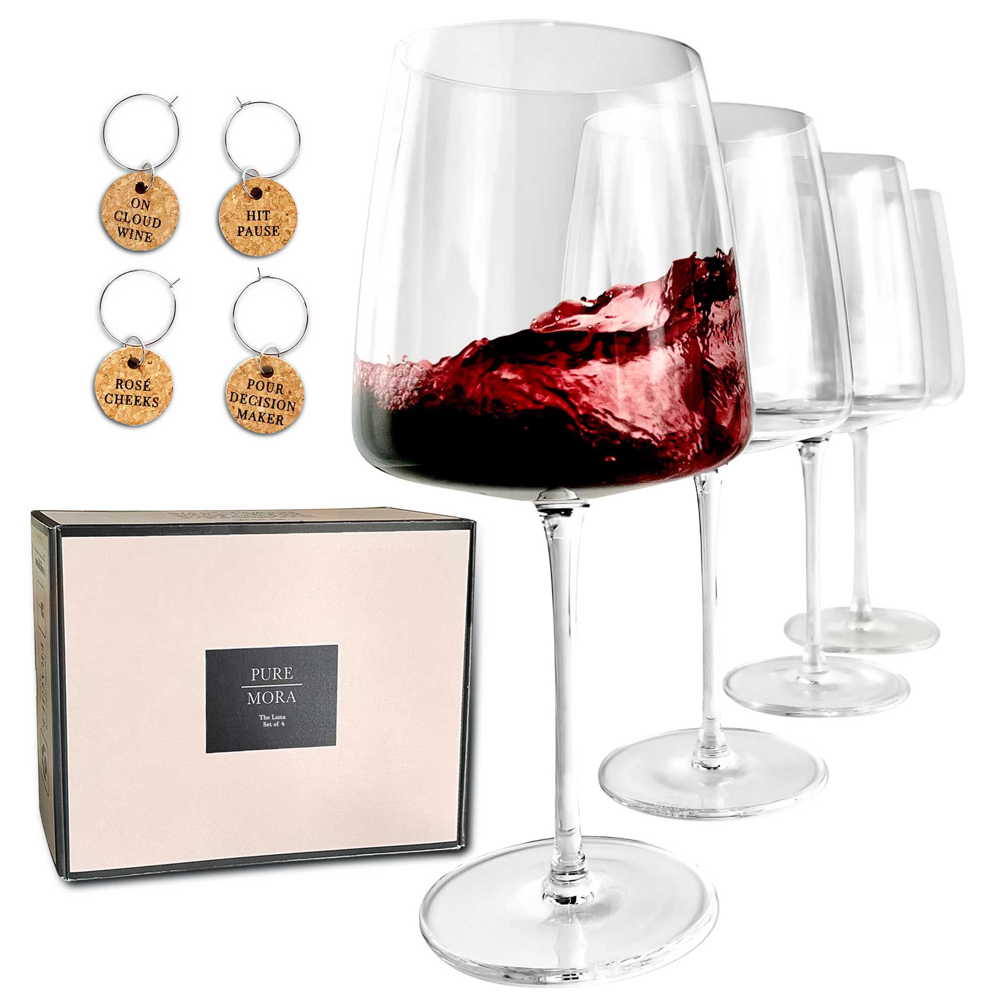 Wine Glasses - Set of 4 - 20oz - Luna