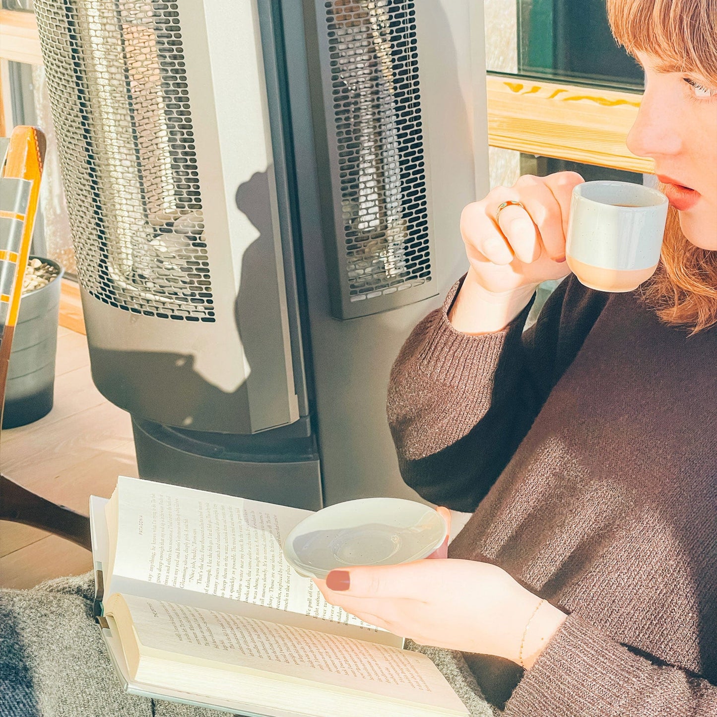 MORA CERAMICS Kitchen & Dining Espresso Cups with Saucers Set of 4 - 3oz - Assorted Neutrals