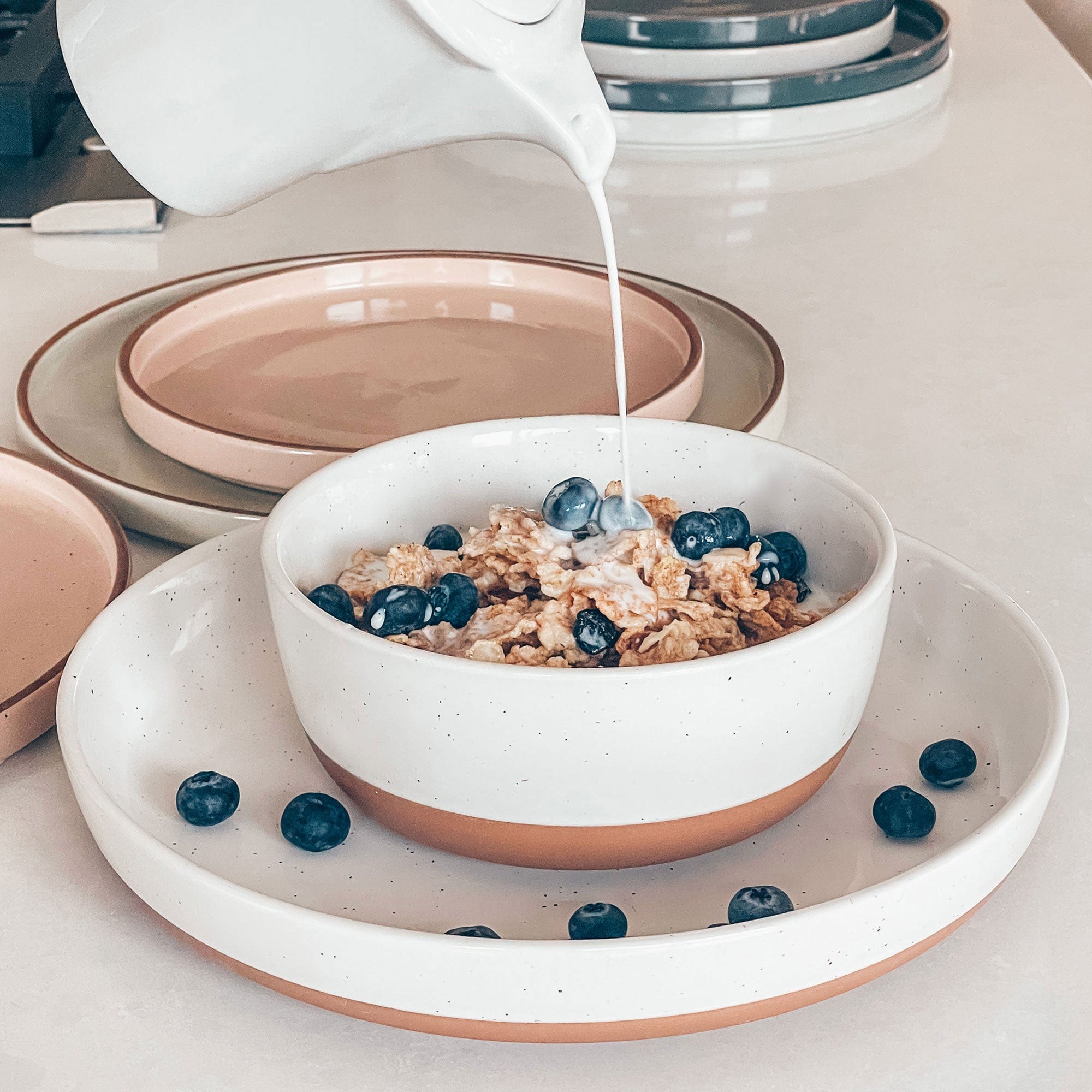 Cereal Bowls - 25oz - Vanilla White & Charcoal